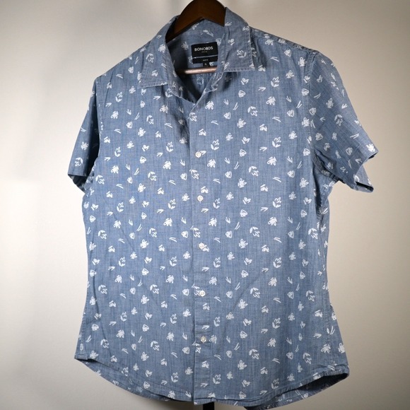 Bonobos Other - Bonobos Stretch Slim Fit Shirt Mens XL Blue Short Sleeve Abstract Print Cotton